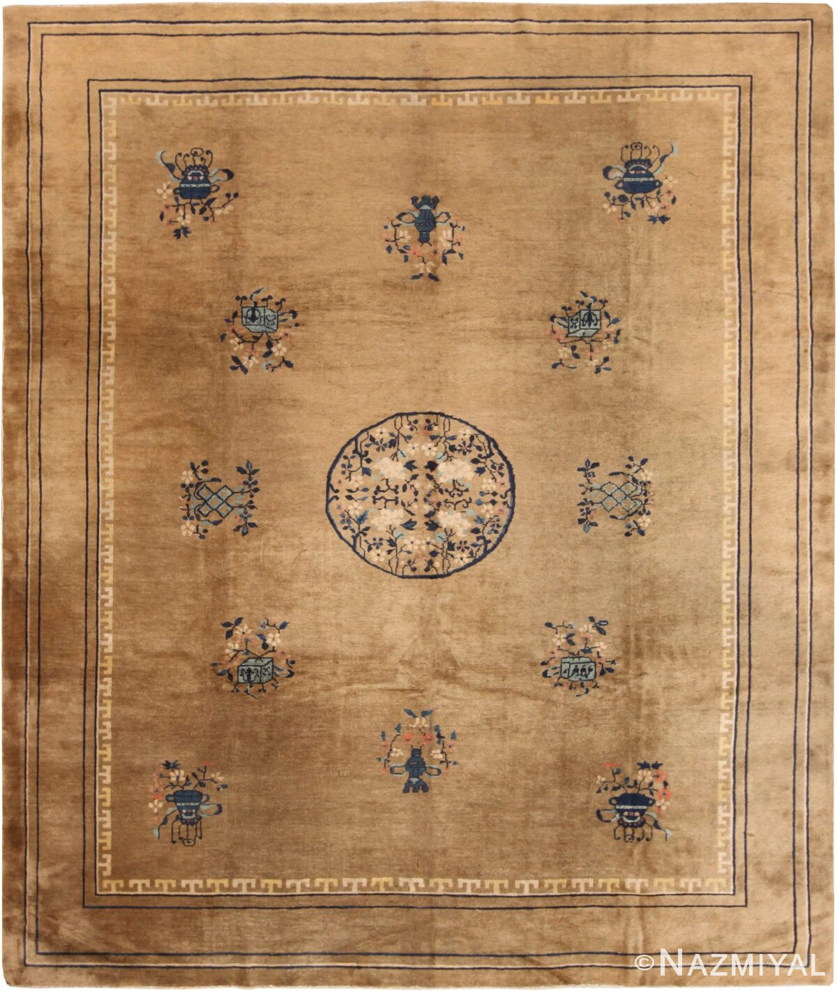 Decorative Light Green Antique Chinese Carpet 50096 by Nazmiyal NYC