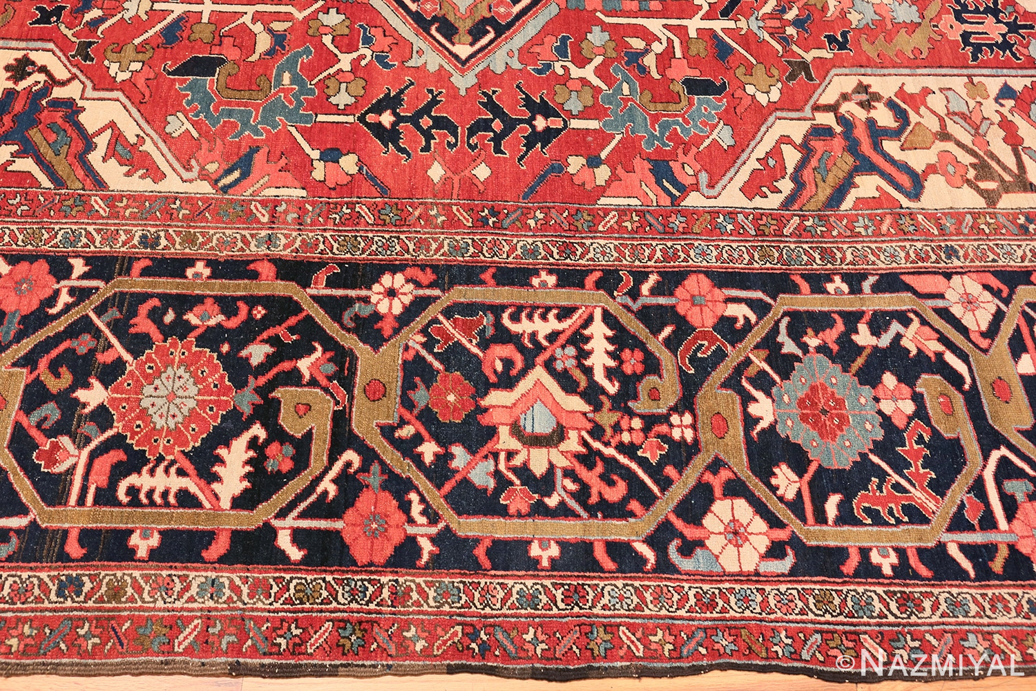 Border Of Oversized Vintage Persian Heriz Rug 70774 by Nazmiyal NYC