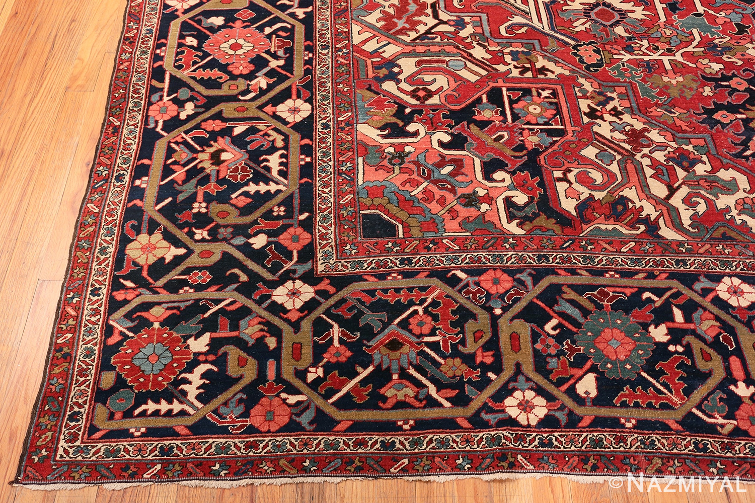 Corner Of Oversized Vintage Persian Heriz Rug 70774 by Nazmiyal NYC