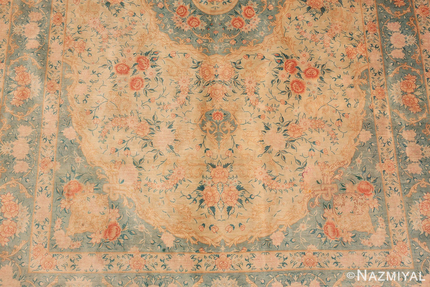 Details Of Fine Decorative Vintage Persian Silk Qum Rug 70789 by Nazmiyal NYC