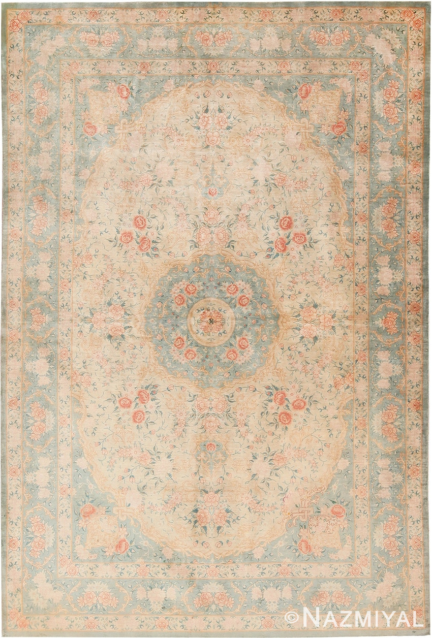 Fine Decorative Vintage Persian Silk Qum Rug 70789 by Nazmiyal NYC