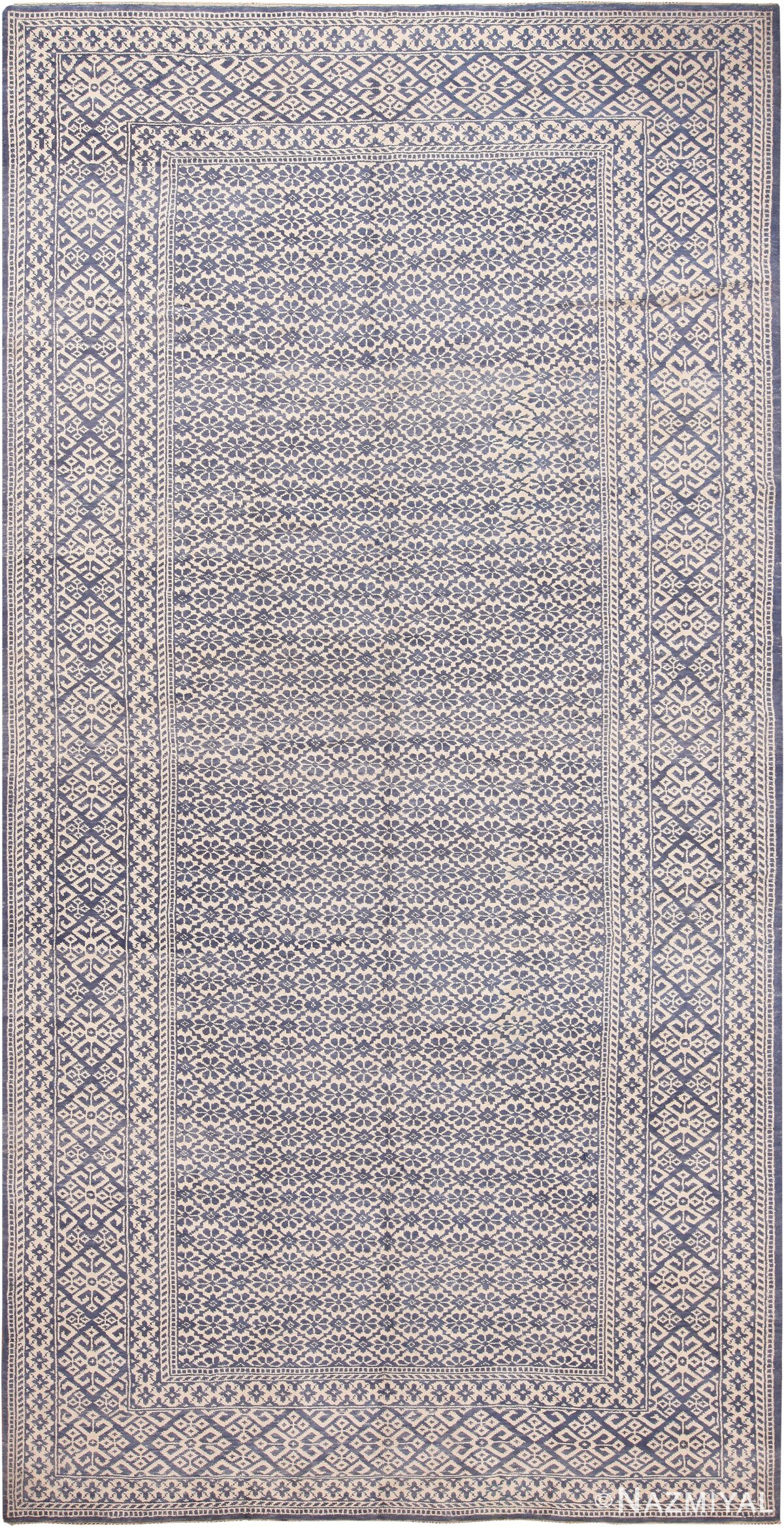 Gallery Size Decorative Modern Indian Agra Cotton Rug 60487 by Nazmiyal NYC