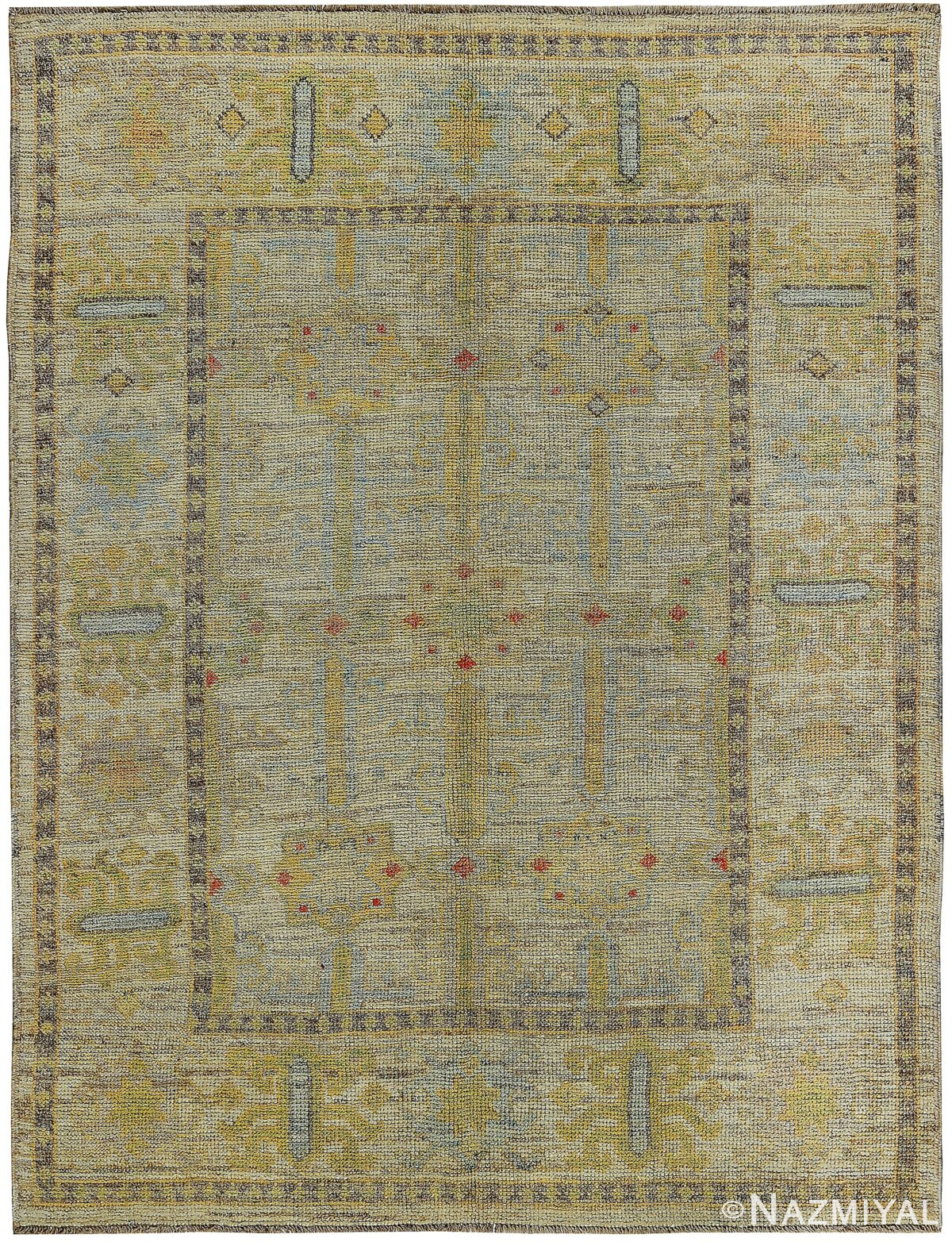 Geometric Contemporary Modern Turkish Oushak Rug 60410 by Nazmiyal NYC
