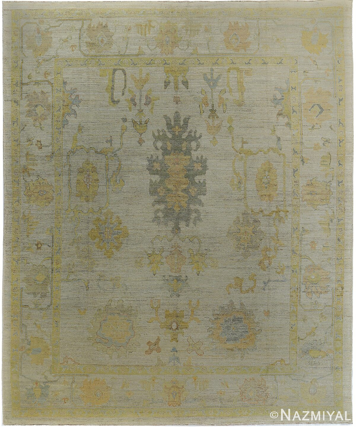 Large Modern Floral Tuskish Oushak Rug 60398 by Nazmiyal NYC