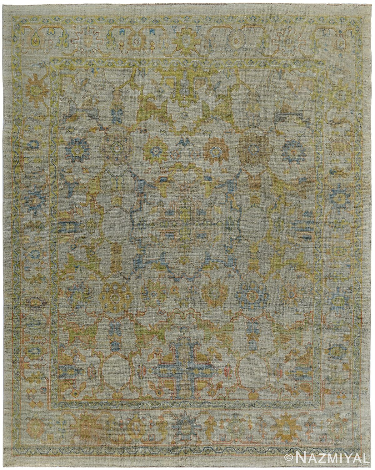 Modern Turkish Oushak Room Size Rug 60401 by Nazmiyal NYC