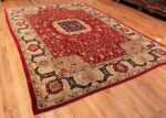Whole View Of Antique Indian Agra Medallion Rug 70775 by Nazmiyal NYC