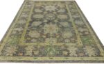 Whole View Of Charcoal Grey Background Modern Turkish Oushak Rug 60412 by Nazmiyal NYC