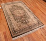 Whole View Of Fine Floral Silk Vintage Persian Qum Rug 70791 by Nazmiyal NYC