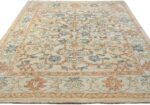 Whole View Of Ivory Background Modern Turkish Oushak Rug 60406 by Nazmiyal NYC