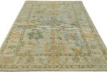 Whole View Of Light Green Floral Modern Turkish Oushak Rug 60408 by Nazmiyal NYC