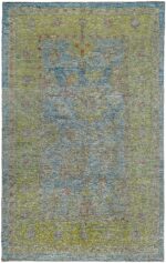 Blue Background Contemporary Modern Turkish Oushak Rug 60428 by Nazmiyal NYC