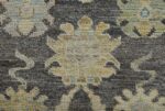 Close Up Charcoal Background Floral Turkish Oushak Runner Rug 60419 by Nazmiyal NYC