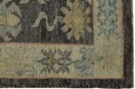 Corner Of Charcoal Background Floral Turkish Oushak Runner Rug 60419 by Nazmiyal NYC