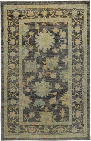 Floral Modern Turkish Oushak Area Rug 60424 by Nazmiyal NYC