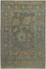 Grey Background Modern Turkish Oushak Rug 60427 by Nazmiyal NYC