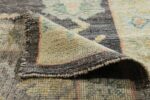 Pile Of Charcoal Background Floral Turkish Oushak Runner Rug 60419 by Nazmiyal NYC