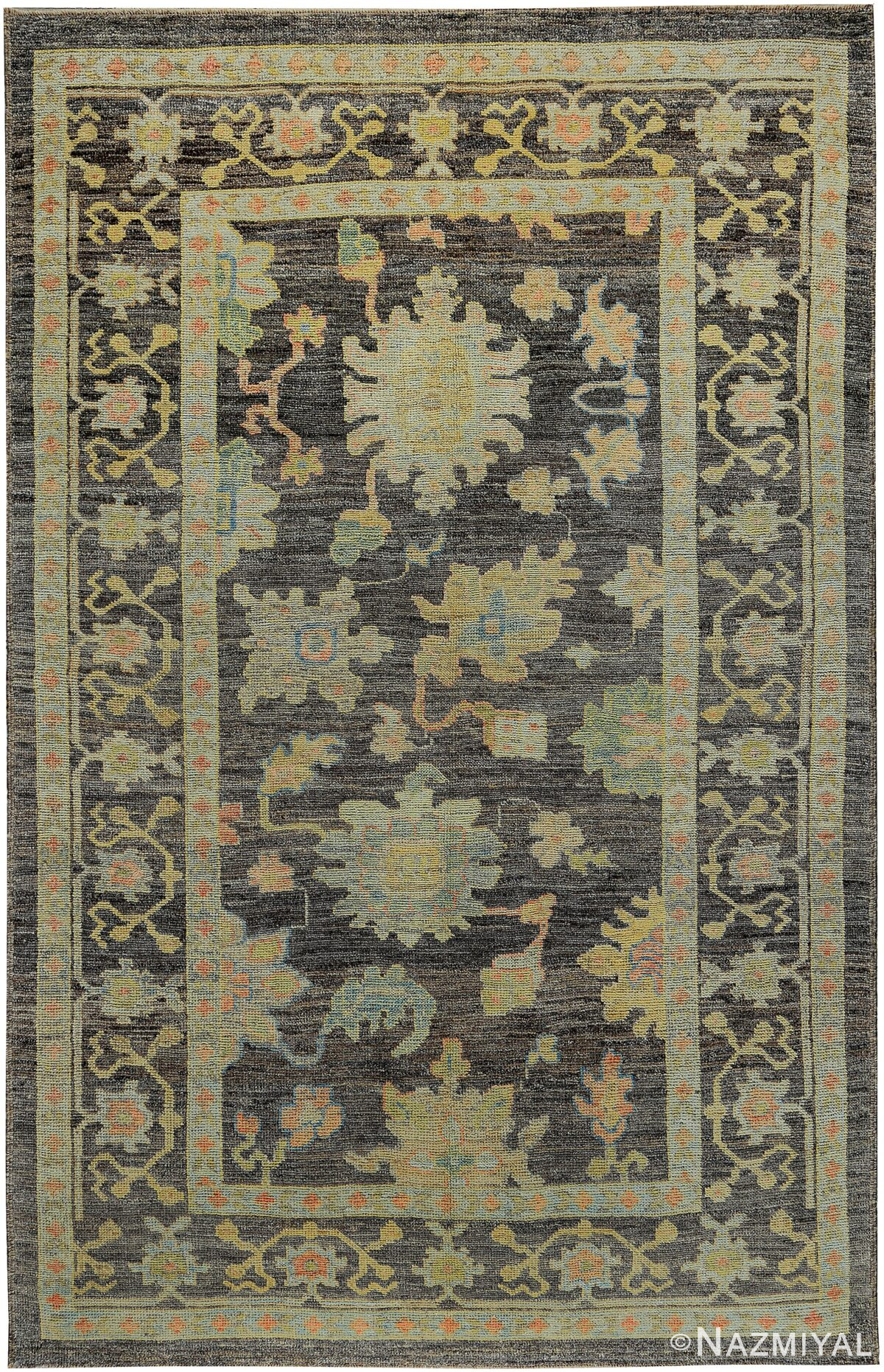 Floral Modern Turkish Oushak Area Rug 60424 by Nazmiyal NYC