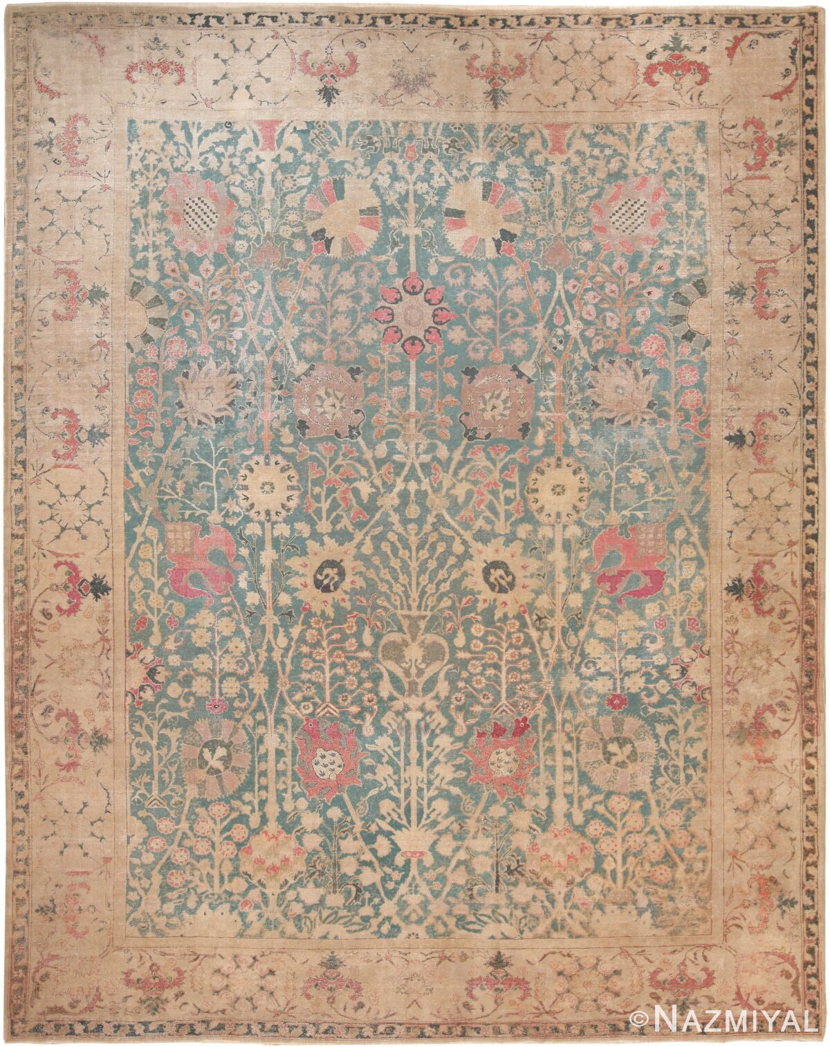 Vase Design Antique Indian Agra Rug 70802 by Nazmiyal NYC