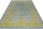 Whole View Of Blue Background Contemporary Modern Turkish Oushak Rug 60428 by Nazmiyal NYC