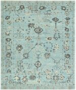 Blue Background Modern Turkish Oushak Rug 60500 by Nazmiyal NYC