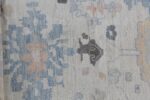 Close Up Floral Design Cream Modern Turkish Oushak Rug 60506 by Nazmiyal NYC