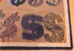 Corner Of Vintage Pop Art Andy Warhol Dollar Sign Rug 70830 by Nazmiyal NYC