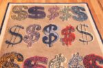 Details Vintage Pop Art Andy Warhol Dollar Sign Rug 70830 by Nazmiyal NYC