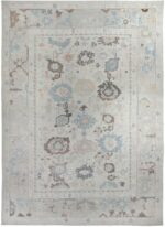 Floral Design Cream Modern Turkish Oushak Rug 60506 by Nazmiyal NYC