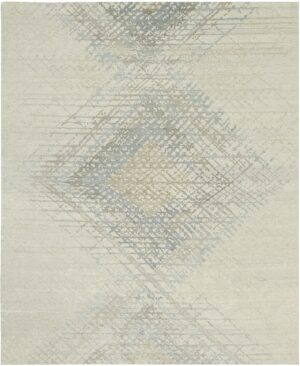 Geometric Cream and Silver Modern Boutique Rug 60554 by Nazmiyal NYC