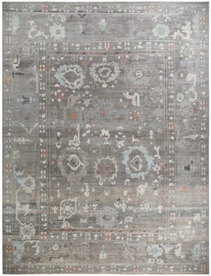 Grey Blue Modern Turkish Oushak Rug 60501 by Nazmiyal NYC