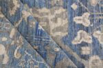 Texture Of Decorative Beige and Blue Modern Turkish Oushak Rug 60504 by Nazmiyal NYC