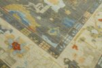 Texture Of Floral Green Modern Turkish Oushak Rug 60505 by Nazmiyal NYC