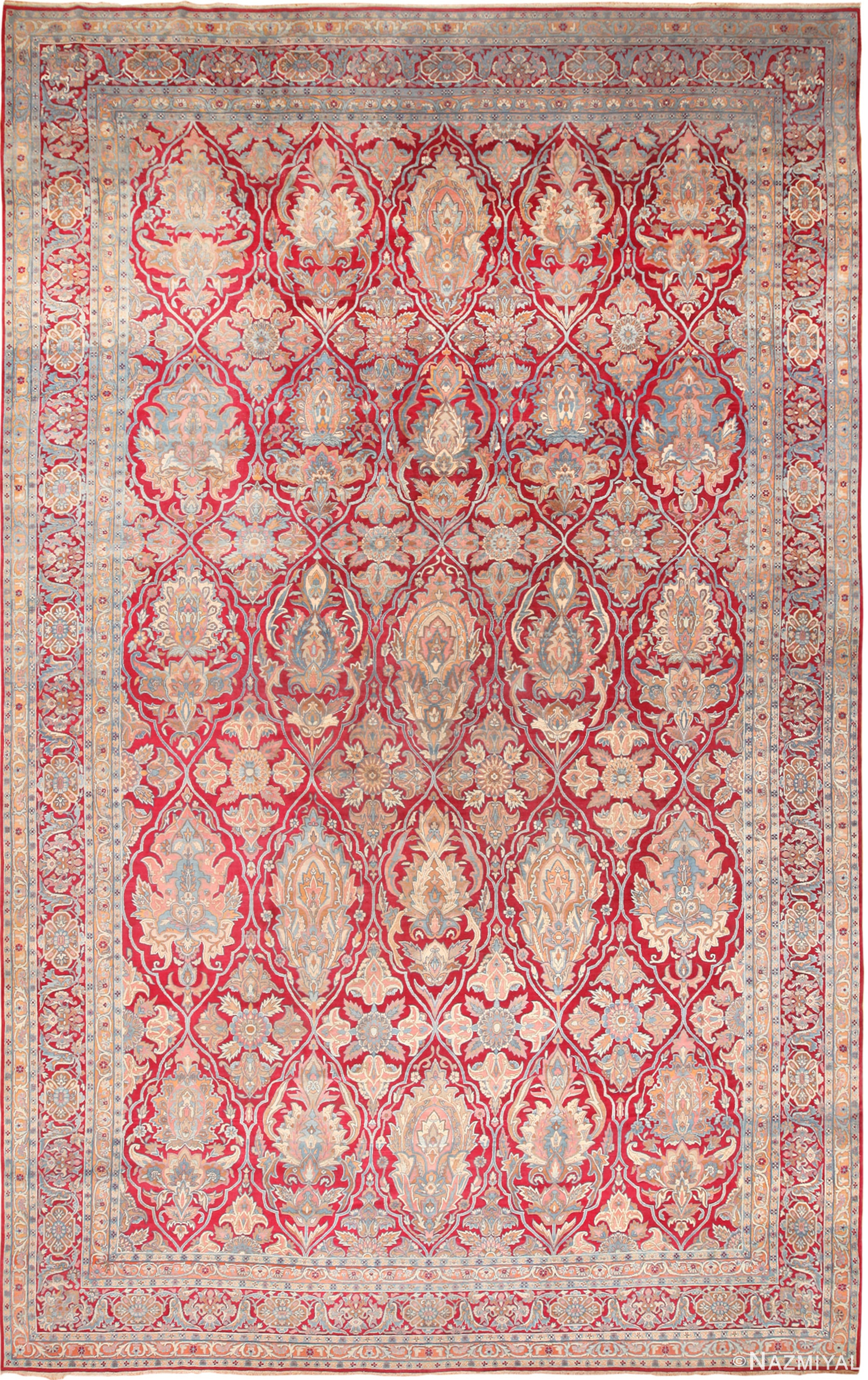 Oversized Antique Persian Shield Design Kerman Rug 70810 by Nazmiyal NYC