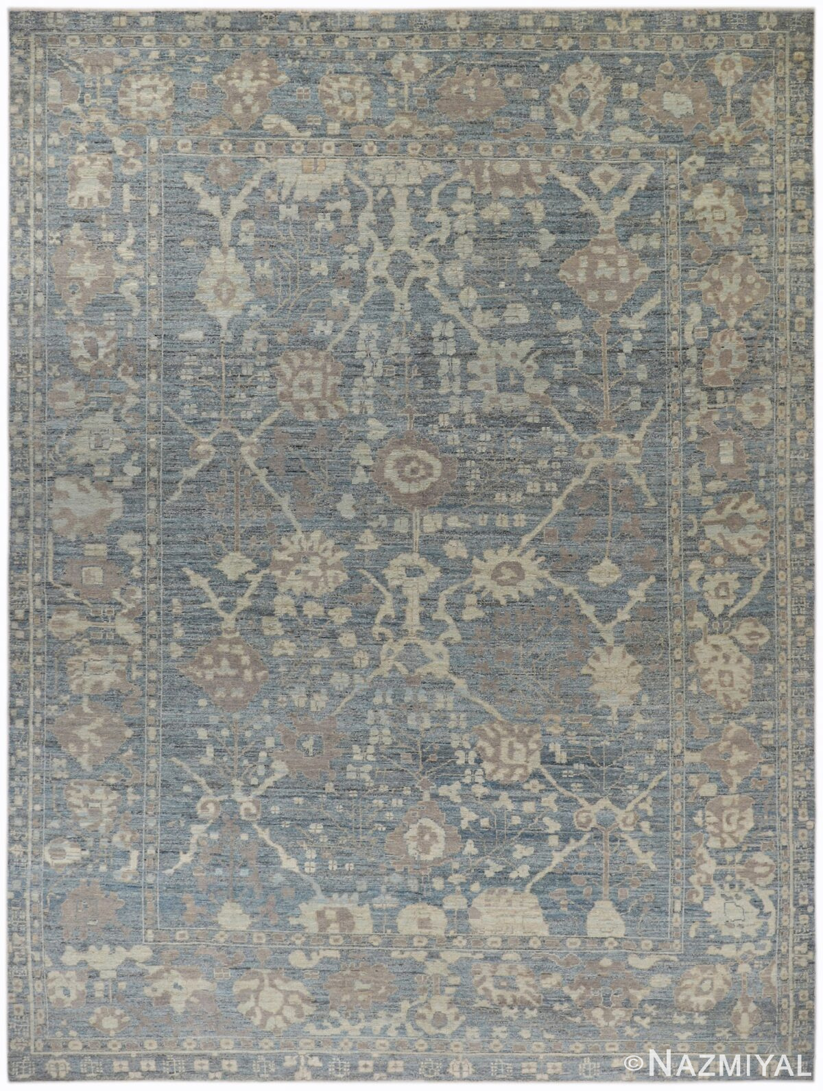 Decorative Room Size Modern Turkish Oushak Rug 60507 by Nazmiyal NYC