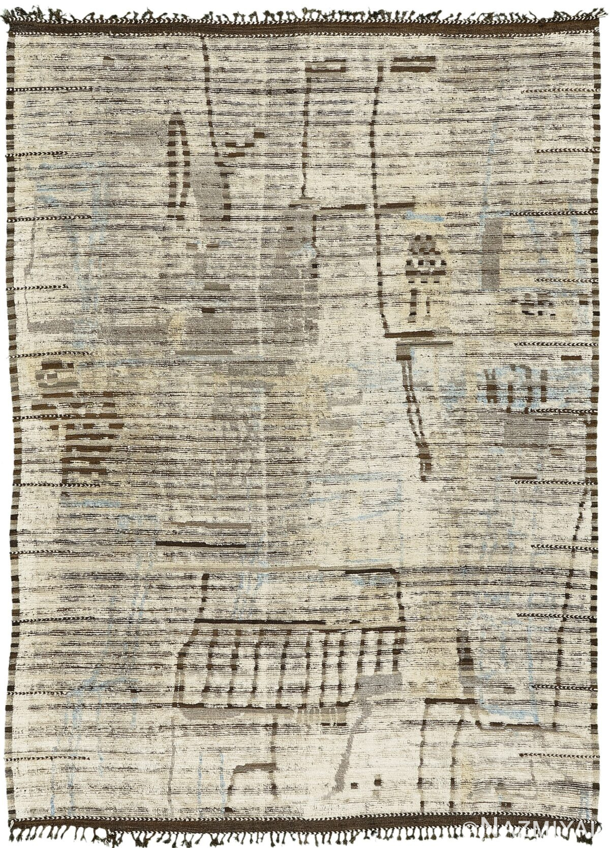 Earthy Tones Modern Moroccan Rug 60553 by Nazmiyal NYC