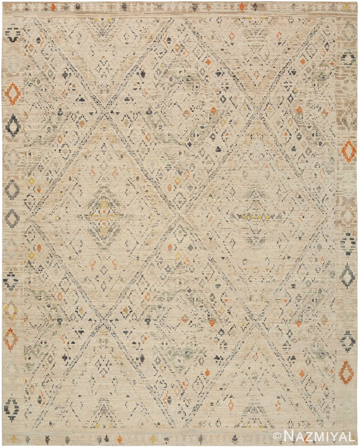 Geometric Beige Modern Boutique Rug 60555 by Nazmiyal NYC