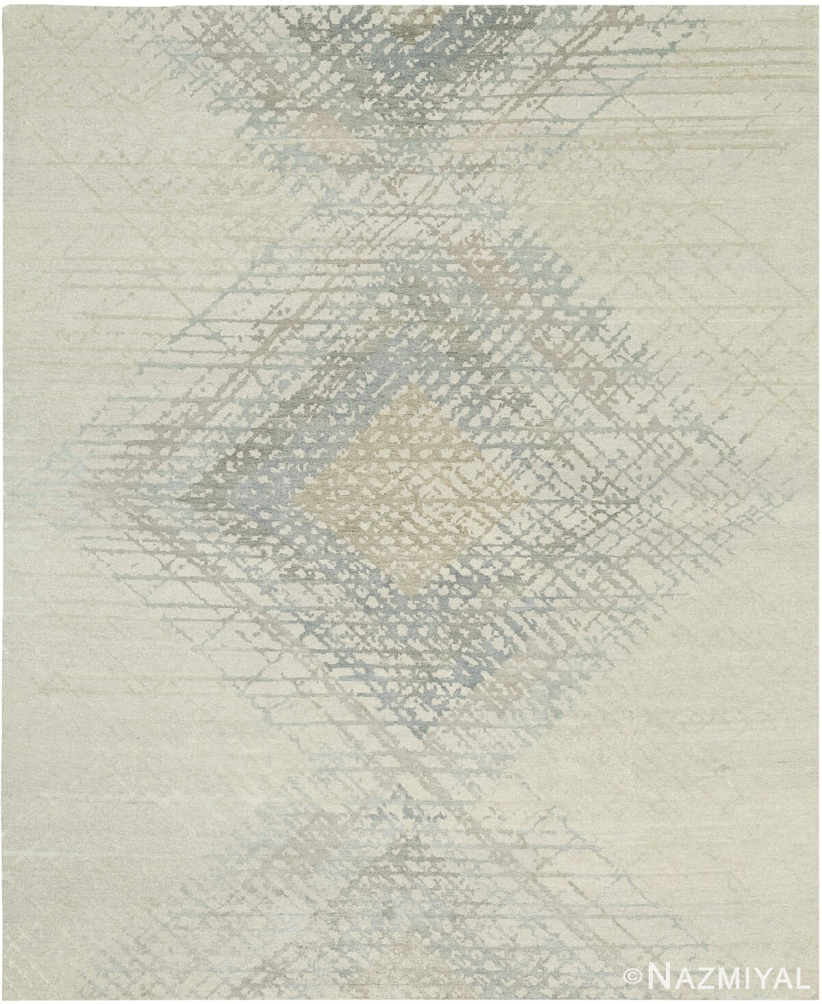 Geometric Cream and Silver Modern Boutique Rug 60554 by Nazmiyal NYC