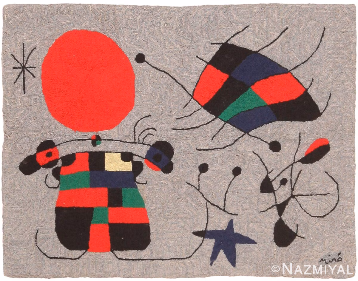 Vintage Joan Miro Tapestry Rug 70836 by Nazmiyal NYC
