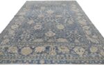 Whole View Of Decorative Beige and Blue Modern Turkish Oushak Rug 60504 by Nazmiyal NYC