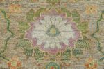 Close Up Of Floral Green Modern Turkish Oushak Rug 60512 by Nazmiyal NYC