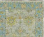 Close Up Of Floral Grey Modern Turkish Oushak Rug 60513 by Nazmiyal NYC