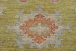 Close Up Of Green Modern Turkish Oushak Rug 60525 by Nazmiyal NYC