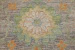 Close Up Of Grey Flower Modern Turkish Oushak Rug 60520 by Nazmiyal NYC