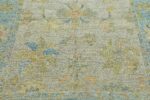 Detail Of Floral Grey Modern Turkish Oushak Rug 60513 by Nazmiyal NYC