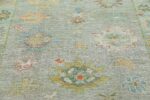 Detail Of Green Modern Turkish Oushak Rug 60514 by Nazmiyal NYC