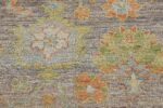 Detail Of Grey Flower Modern Turkish Oushak Rug 60520 by Nazmiyal NYC