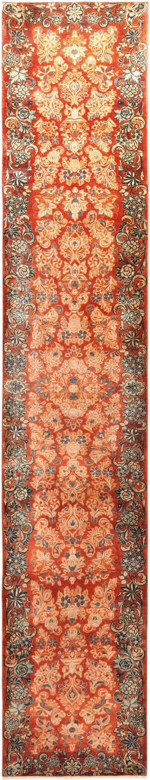 Floral Antique Persian Sarouk Runner 70817 by Nazmiyal NYC