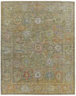 Floral Green Modern Turkish Oushak Rug 60512 by Nazmiyal NYC