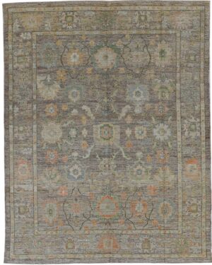 Green Modern Turkish Oushak Rug 60521 by Nazmiyal NYC