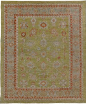 Green Modern Turkish Oushak Rug 60525 by Nazmiyal NYC
